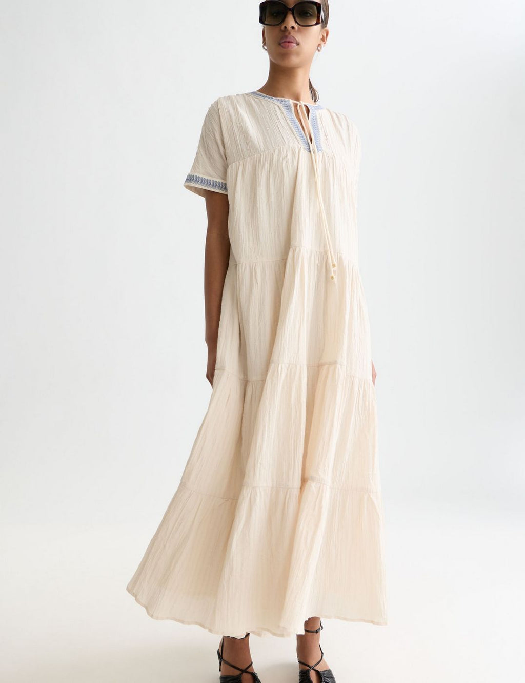Robe Cotton Crepe Ankle Length - Fog