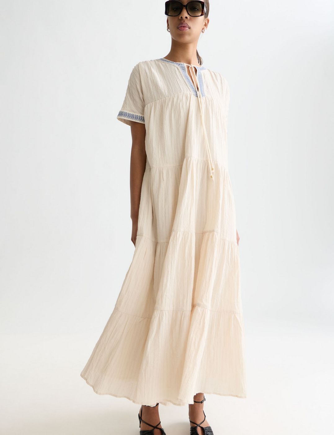 Robe Cotton Crepe Ankle Length - Fog