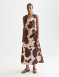 Robe Linen Ankle Length Wrap - Painterly Animal Eggnog