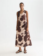 Robe Linen Ankle Length Wrap - Painterly Animal Eggnog