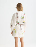 Robe Embroidered Short Bib - Eggnog