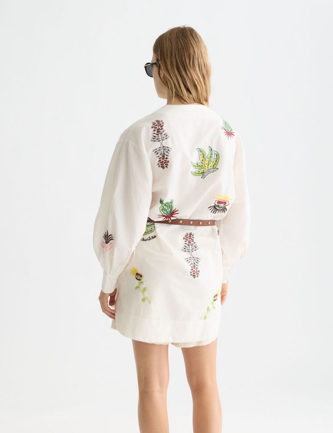 Robe Embroidered Short Bib - Eggnog