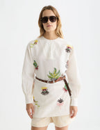 Robe Embroidered Short Bib - Eggnog
