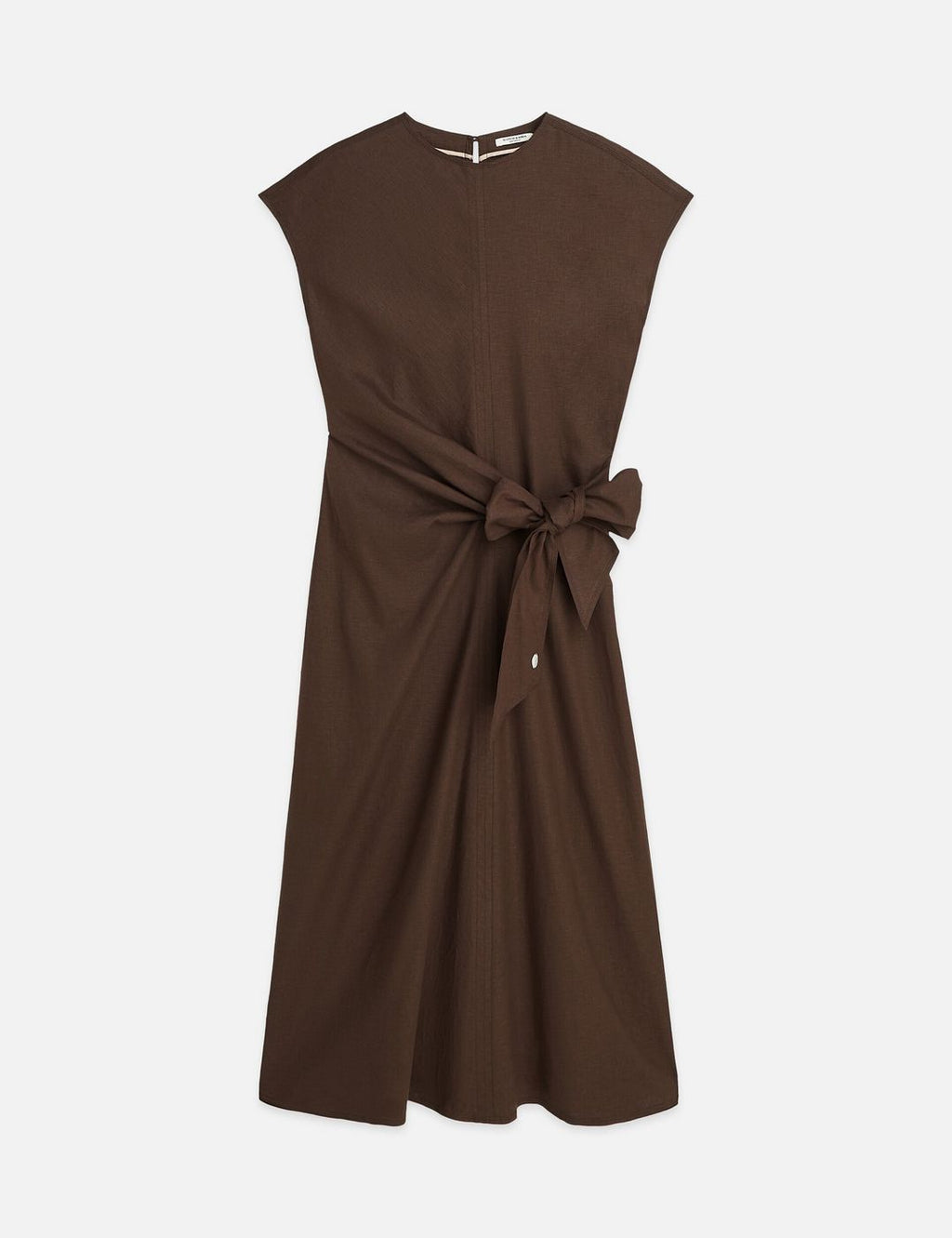 Robe Relaxed Linen Blend Ankle Length Tie - Hot Fudge