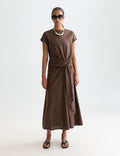 Robe Relaxed Linen Blend Ankle Length Tie - Hot Fudge