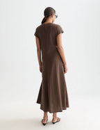 Robe Relaxed Linen Blend Ankle Length Tie - Hot Fudge