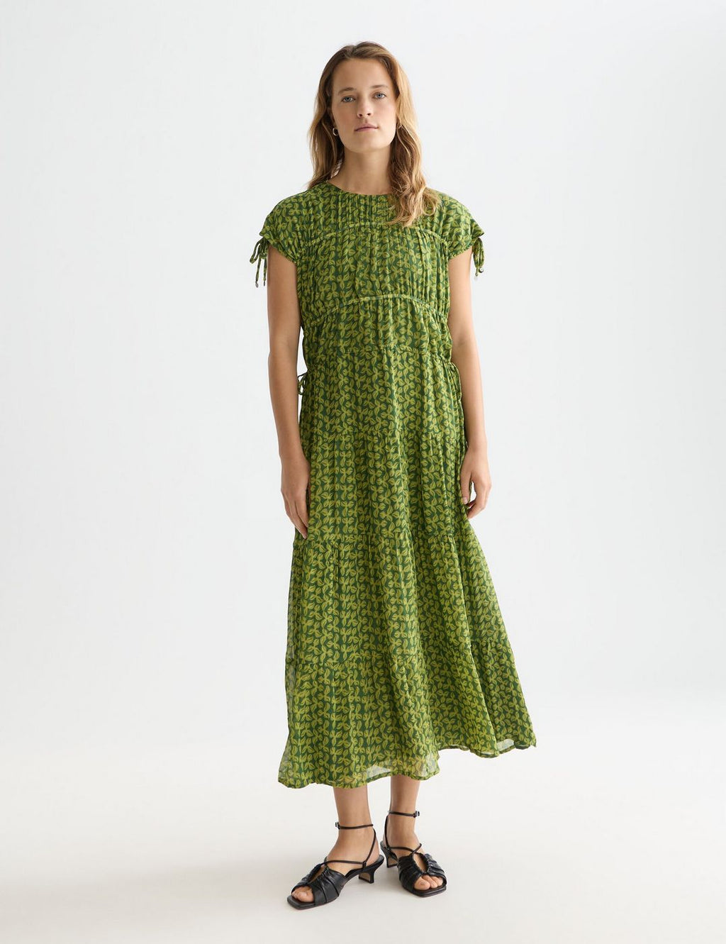 Robe Tiered Printed Chiffon Midi - Mini Cactus Garden Green