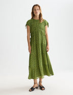 Robe Tiered Printed Chiffon Midi - Mini Cactus Garden Green