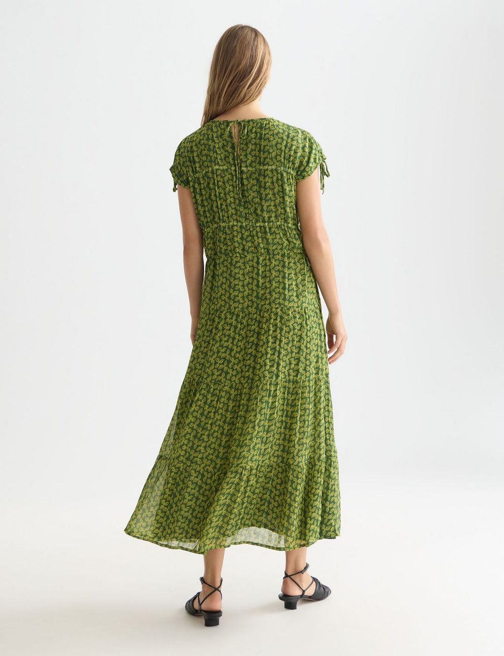 Robe Tiered Printed Chiffon Midi - Mini Cactus Garden Green