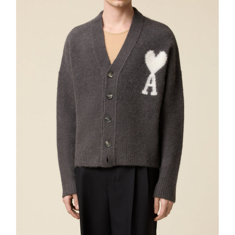 Ami Paris - Cardigan Off White Adc Cardigan - Dark Grey/061