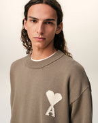 Ami Paris - Jersey Ami De Coeur con Cuello Redondo en Lana y Algodón
