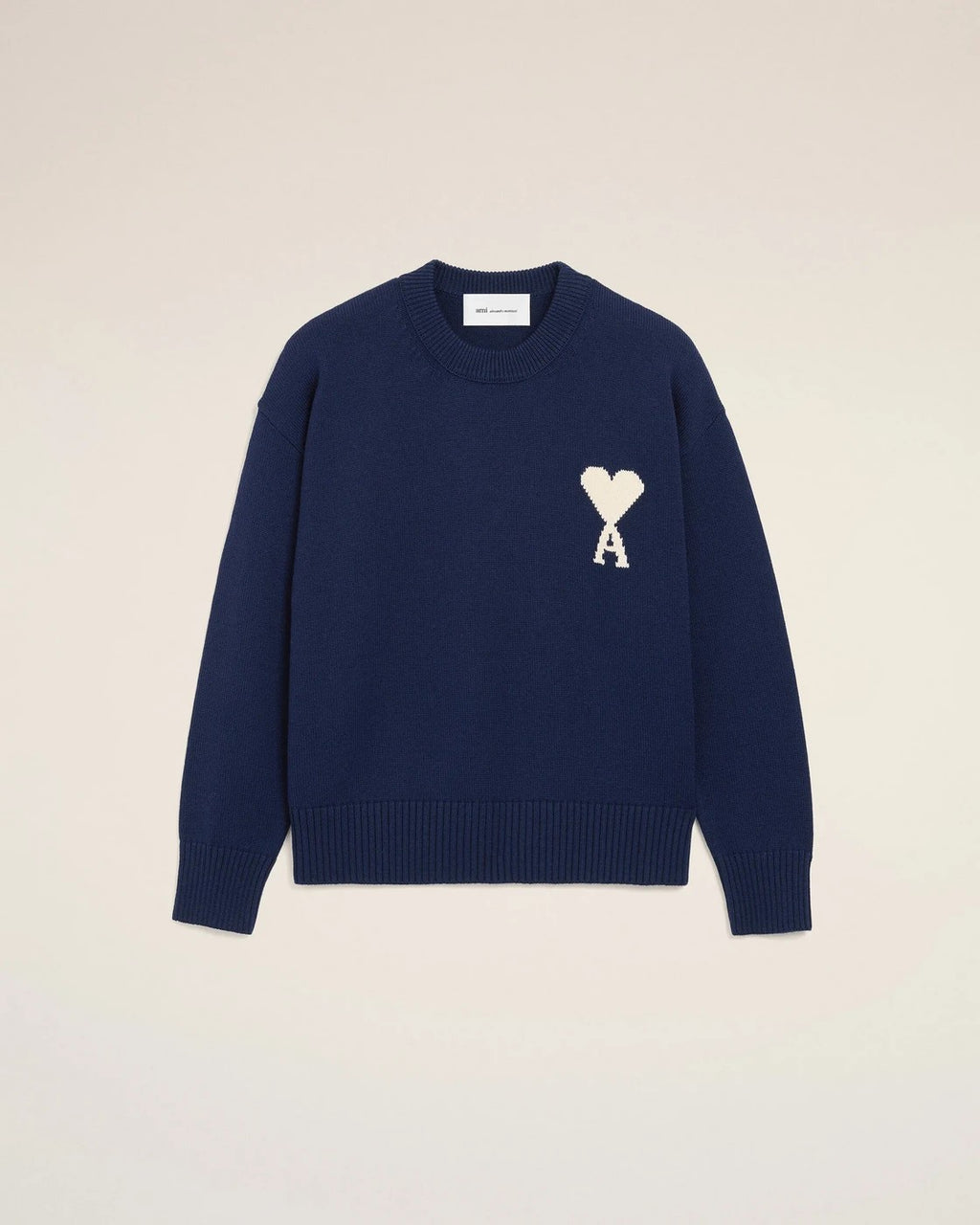 Ami Paris - Jersey Ami De Coeur con Cuello Redondo en Lana y Algodón