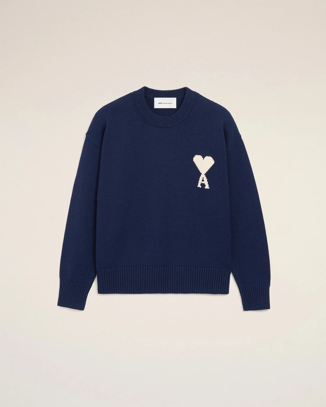 Ami Paris - Jersey Ami De Coeur con Cuello Redondo en Lana y Algodón