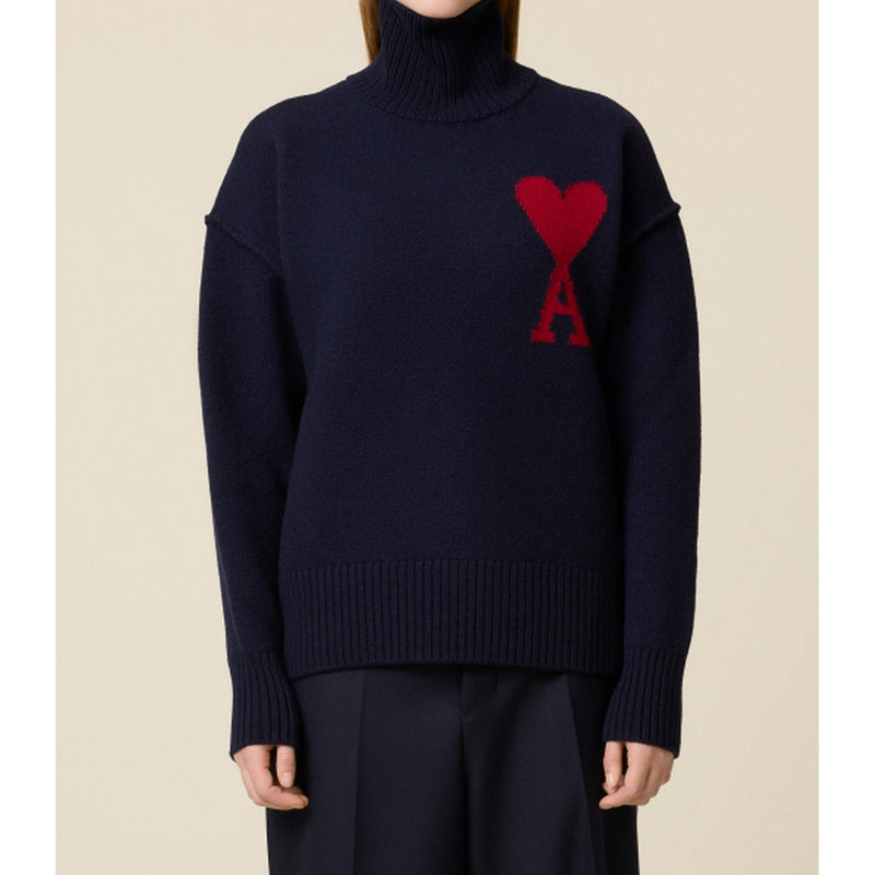 Ami Paris - Pull Red Adc Sweater - Navy/Red/414