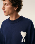 Ami Paris - Jersey Ami De Coeur con Cuello Redondo en Lana y Algodón