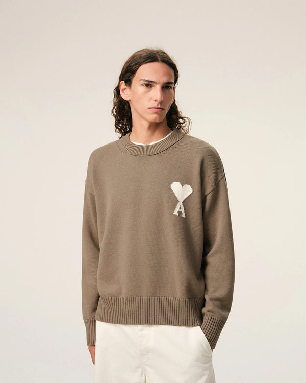 Ami Paris - Jersey Ami De Coeur con Cuello Redondo en Lana y Algodón