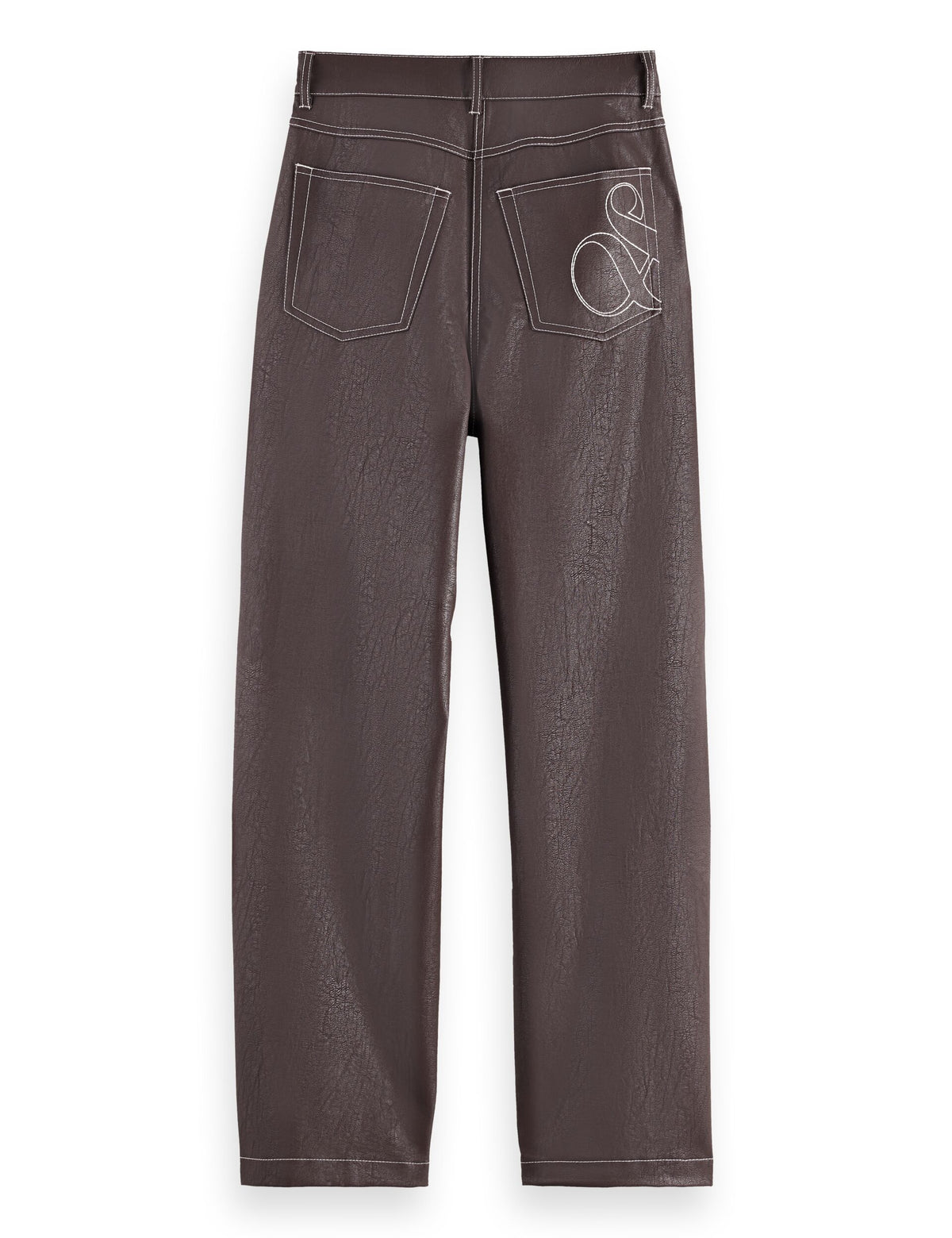 Pantalón Aurora de Polipiel de Tiro Alto y Corte Recto - Chocolate Plum