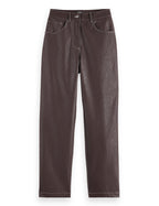 Pantalón Aurora de Polipiel de Tiro Alto y Corte Recto - Chocolate Plum