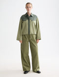 Noa High-Waist-Hose mit Weitem Bein Zum Hineinschlüpfen - Vert Pétrole