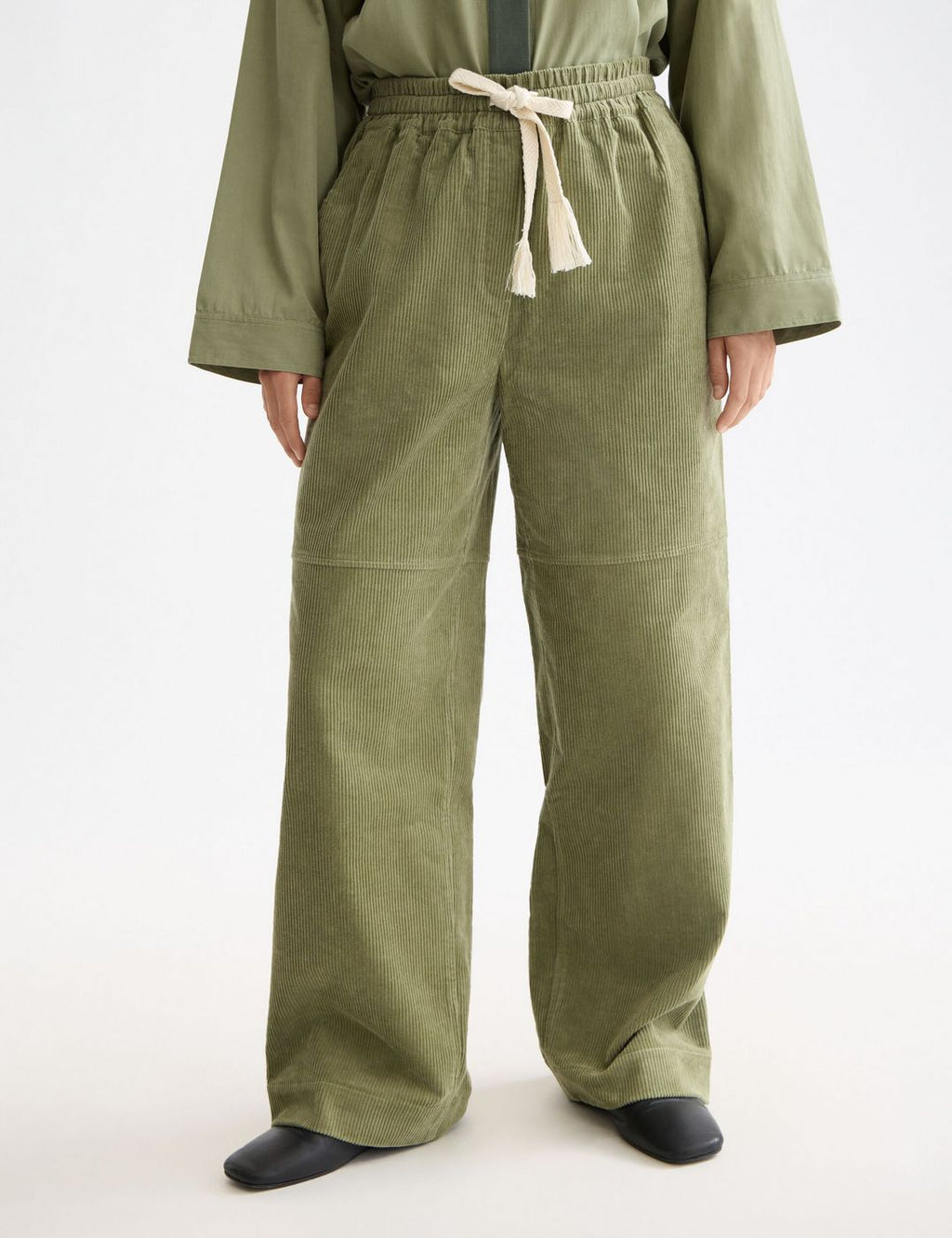 Noa High-Waist-Hose mit Weitem Bein Zum Hineinschlüpfen - Vert Pétrole