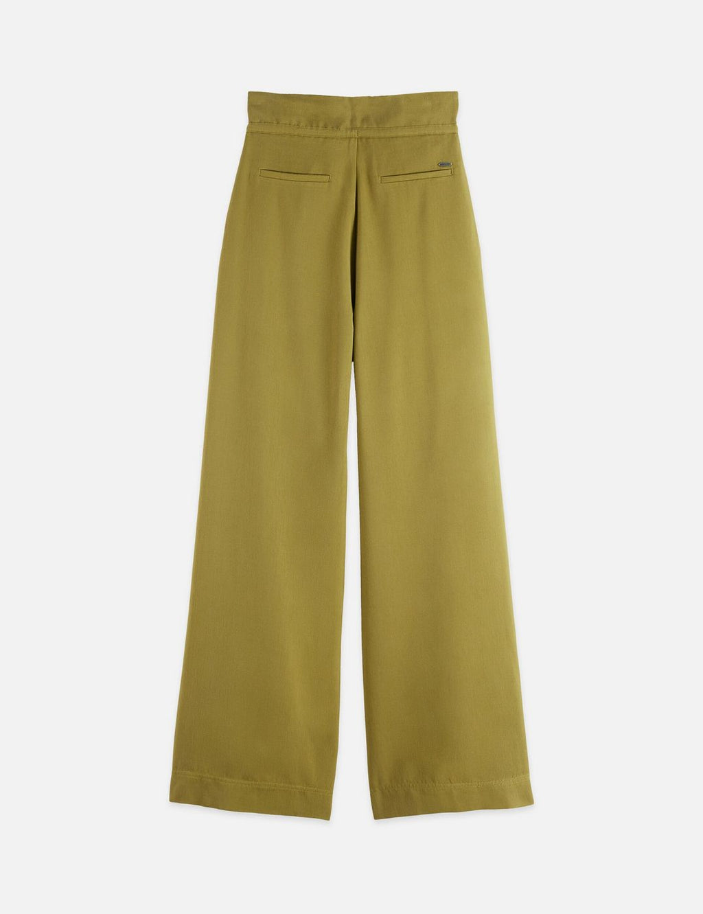 Pantalon June - High Rise Wide Leg Twill Paperbag - Green Moss