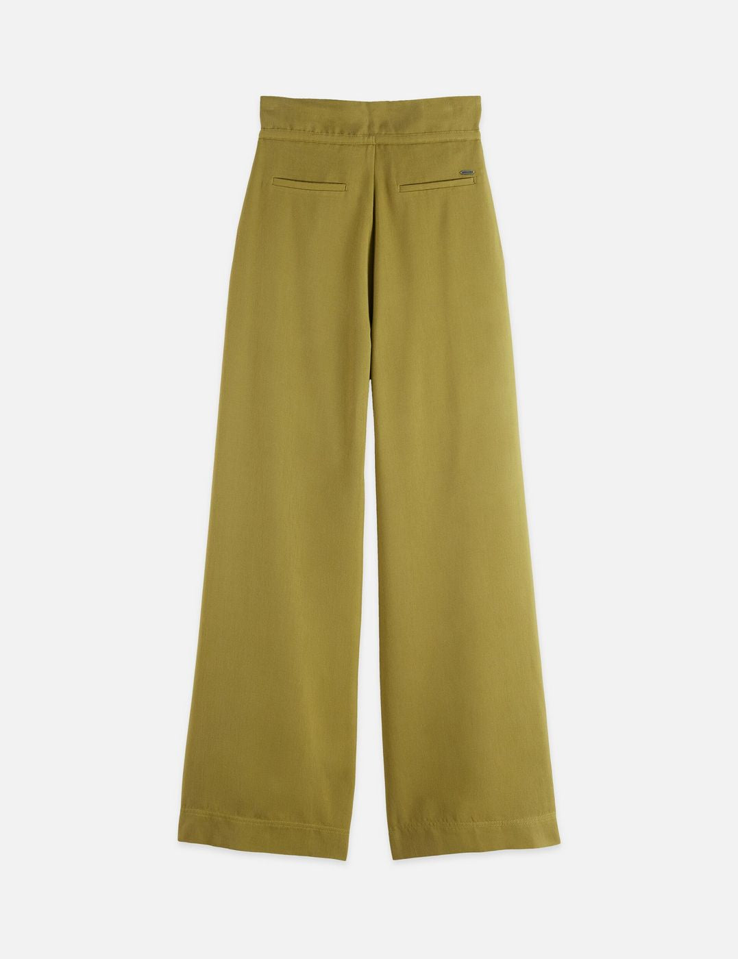 Pantalon June - High Rise Wide Leg Twill Paperbag - Green Moss