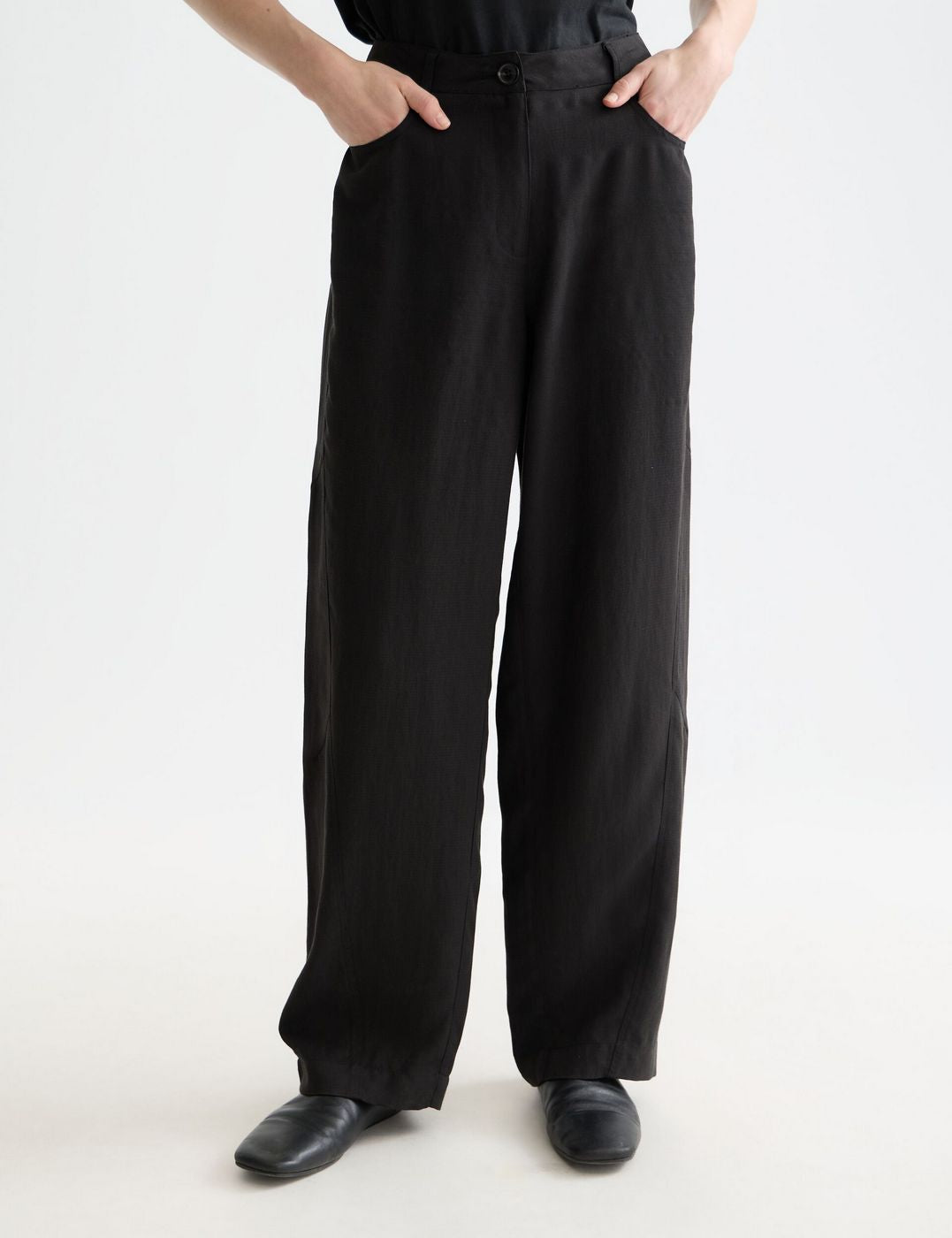 Pantalon Lotus - High Rise Barrel Leg Twill - Meteorite