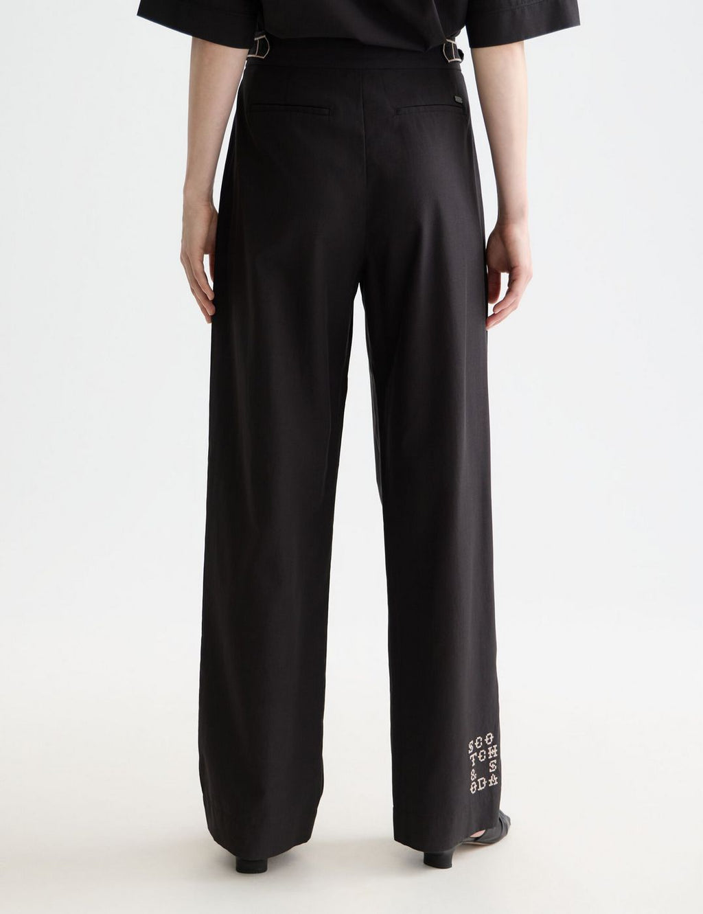 Pantalon Quinn - Mid Rise Wide Leg With Cross-Stitching - Meteorite