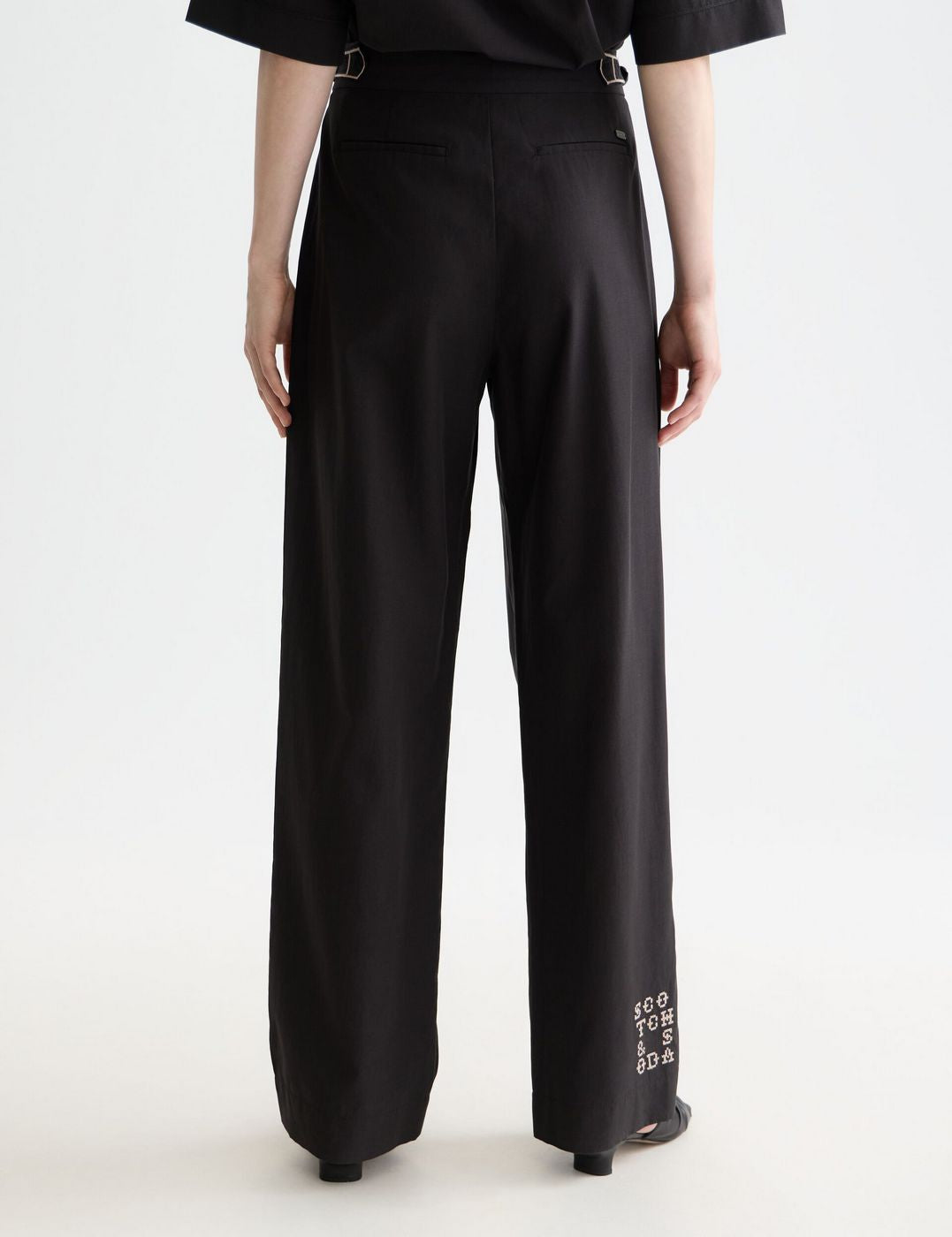 Pantalon Quinn - Mid Rise Wide Leg With Cross-Stitching - Meteorite