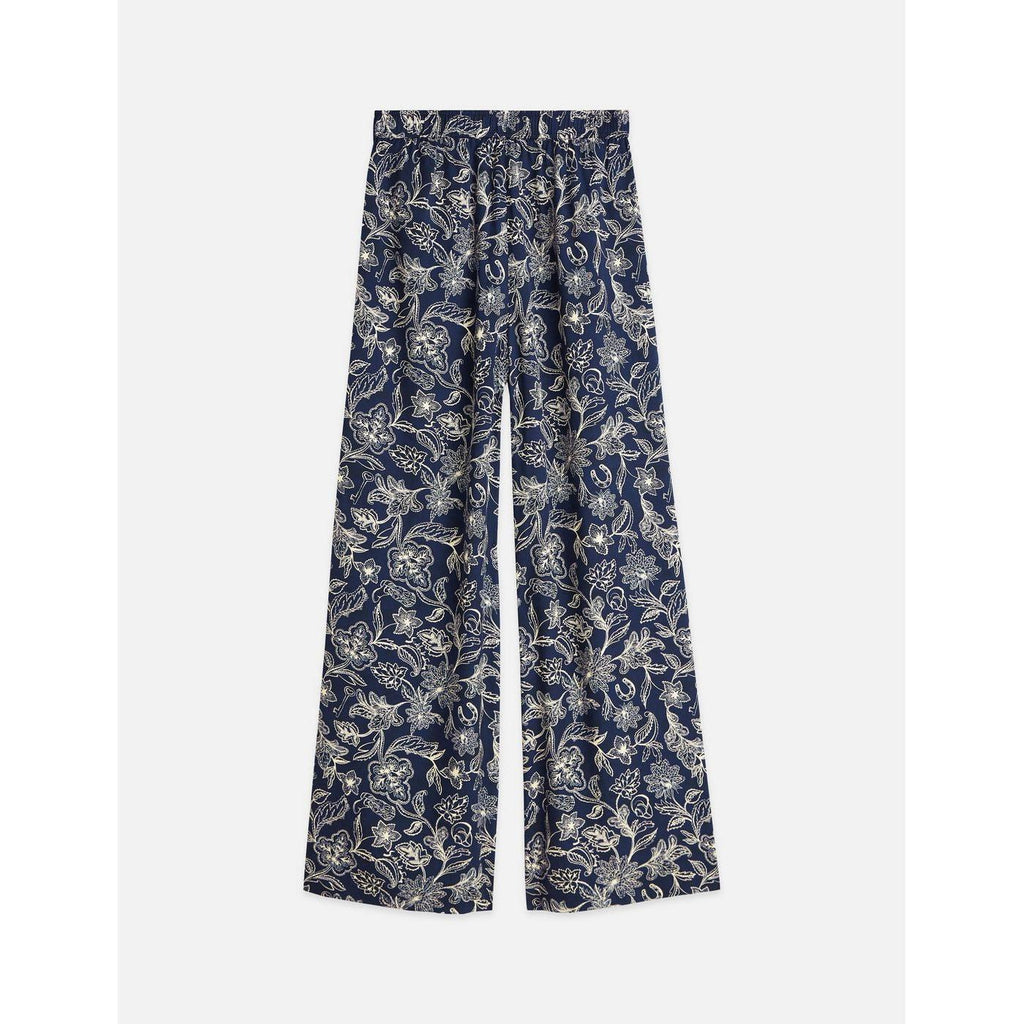 Robe Eleni - All Over Printed High Rise Wide Leg Pull On Pants - Lucky Bandana Blues