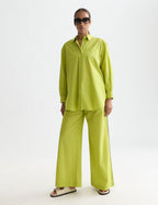 Pantalon Cotton Voile Pull On Beach - Green Oasis