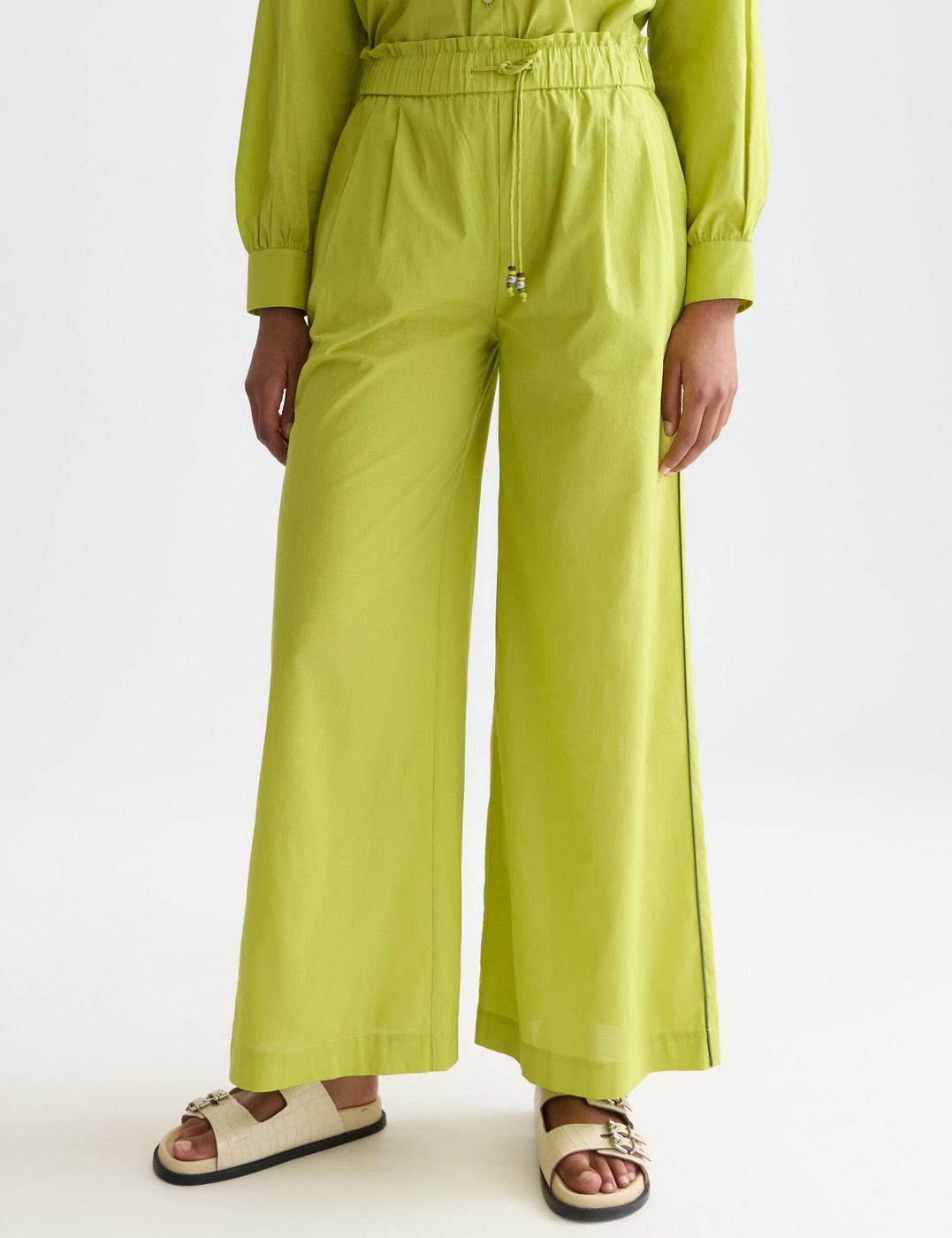 Pantalon Cotton Voile Pull On Beach - Green Oasis