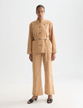 Pantalon Edie - Linen Gingham High Rise Wide Leg - Rose Dust