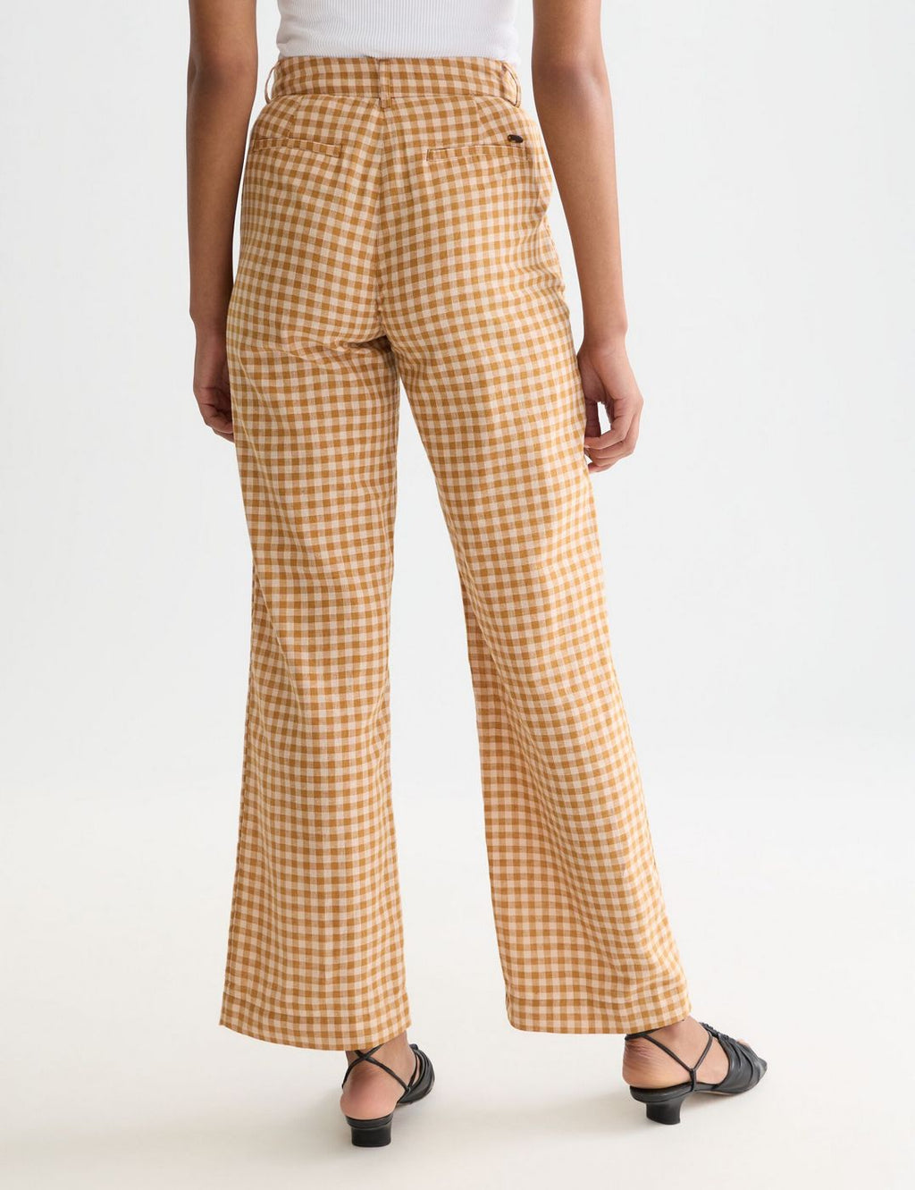 Pantalon Edie - Linen Gingham High Rise Wide Leg - Rose Dust