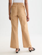 Pantalon Edie - Linen Gingham High Rise Wide Leg - Rose Dust