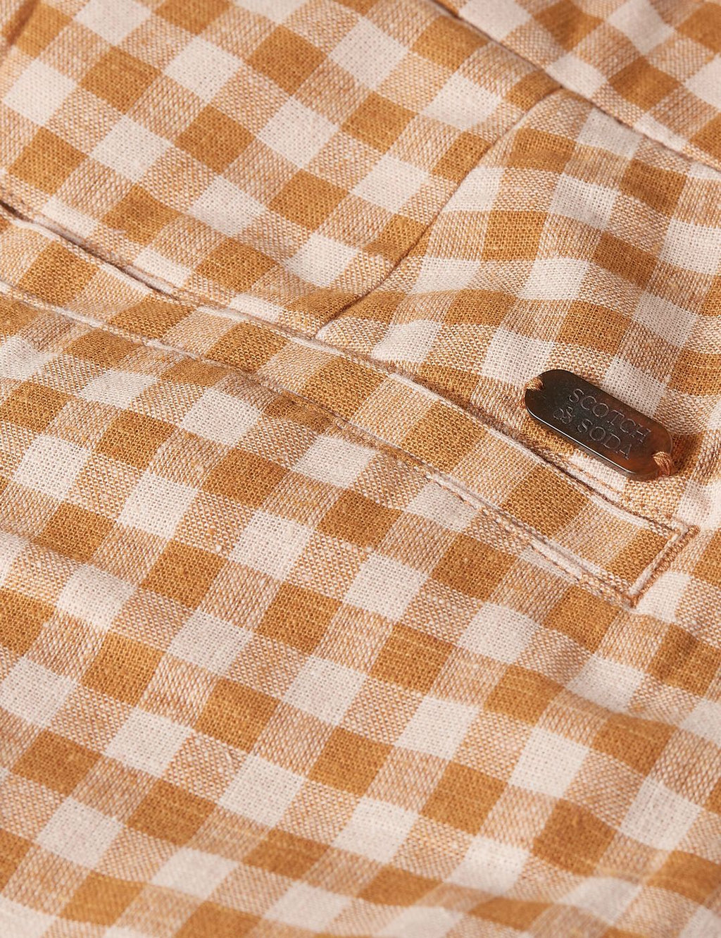 Pantalon Edie - Linen Gingham High Rise Wide Leg - Rose Dust