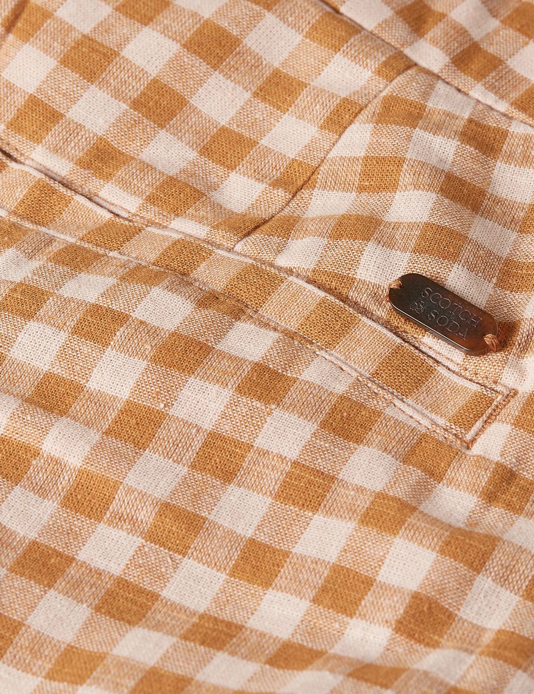 Pantalon Edie - Linen Gingham High Rise Wide Leg - Rose Dust