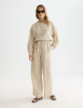Pantalon Noa - Linen High-Rise Wide-Leg Relaxed Pull On - Fog