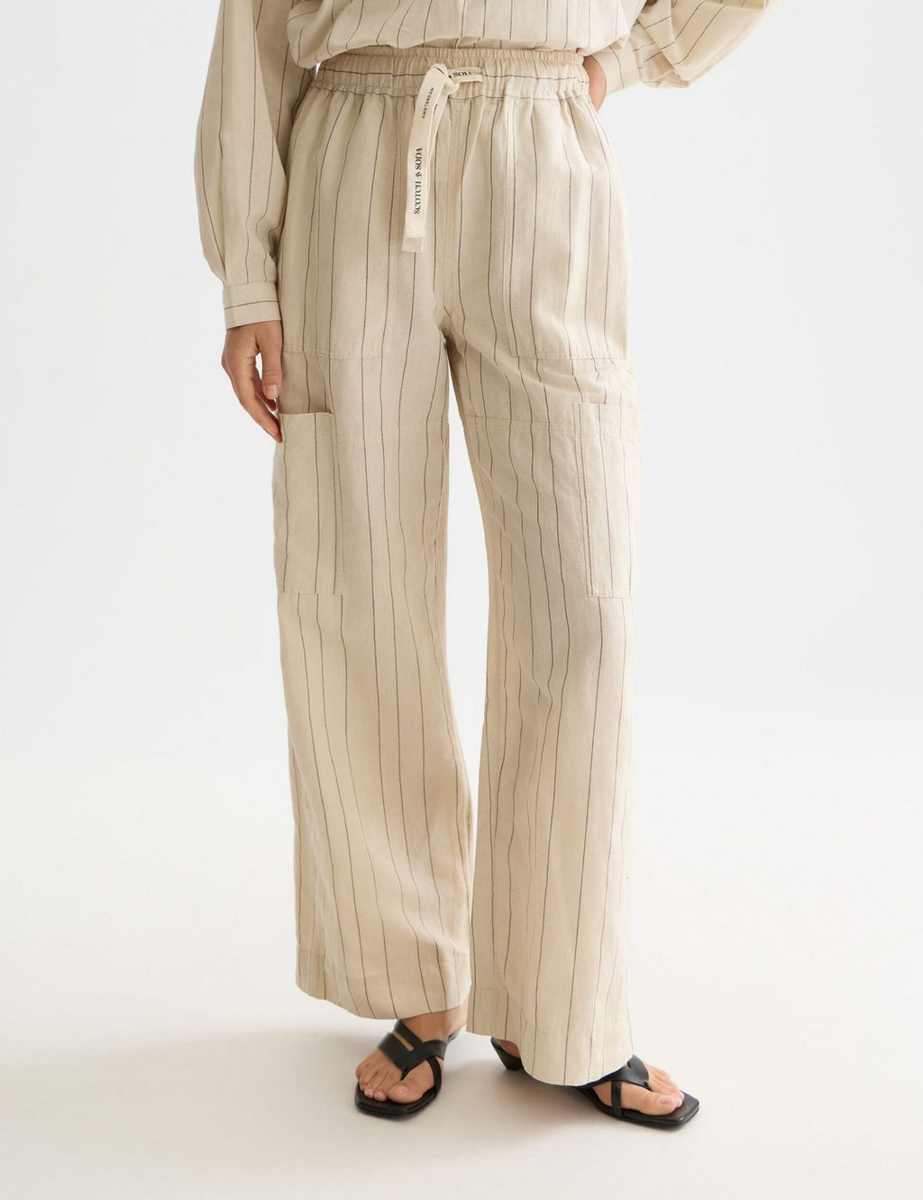 Pantalon Noa - Linen High-Rise Wide-Leg Relaxed Pull On - Fog