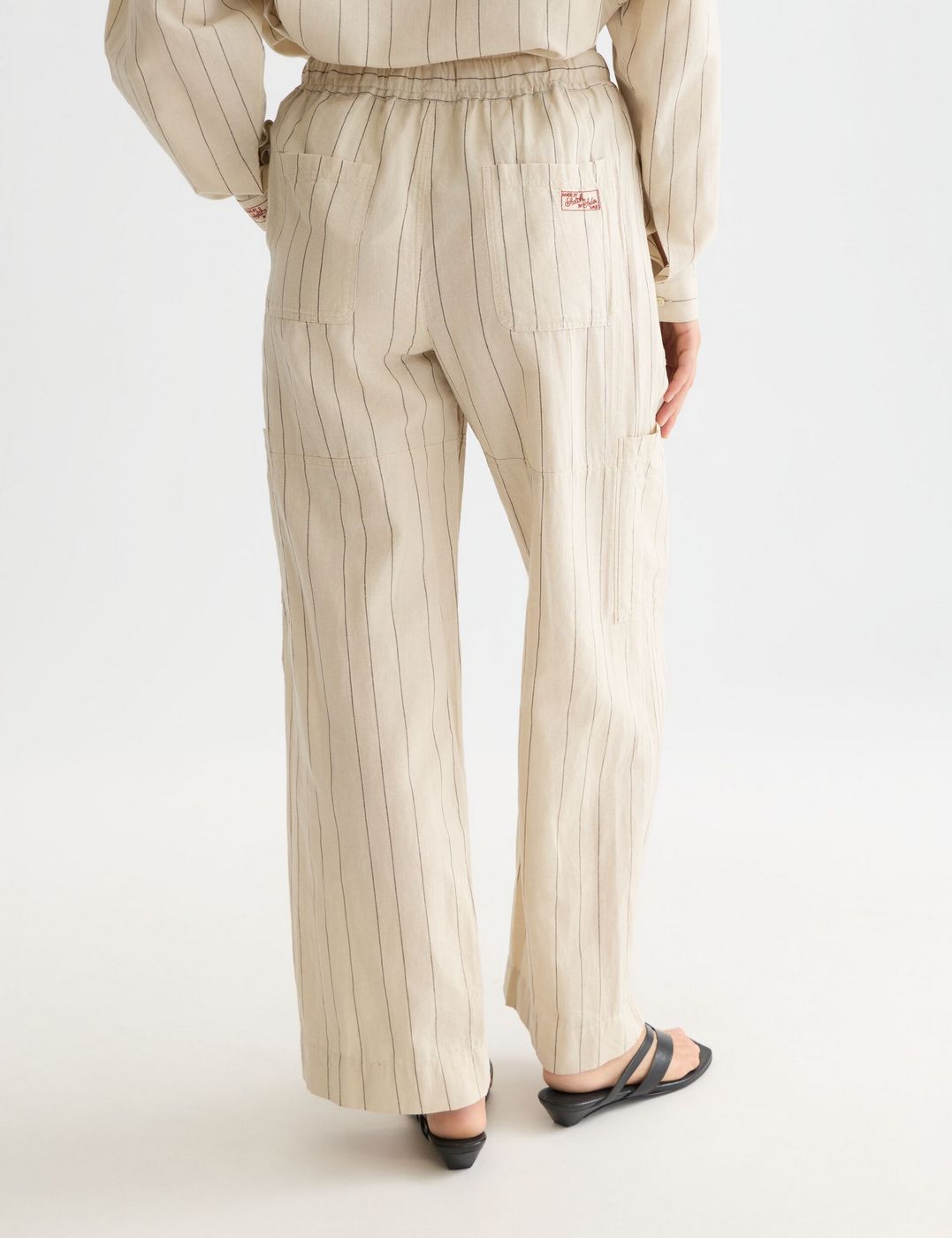Pantalon Noa - Linen High-Rise Wide-Leg Relaxed Pull On - Fog