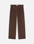 Quinn - Mid Rise Wide Leg Linen Cotton Pants - Hot Fudge