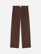 Quinn - Mid Rise Wide Leg Linen Cotton Pants - Hot Fudge