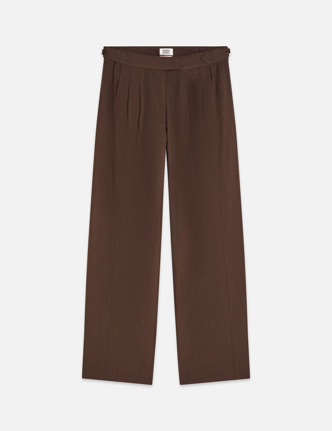 Quinn - Mid Rise Wide Leg Linen Cotton Pants - Hot Fudge