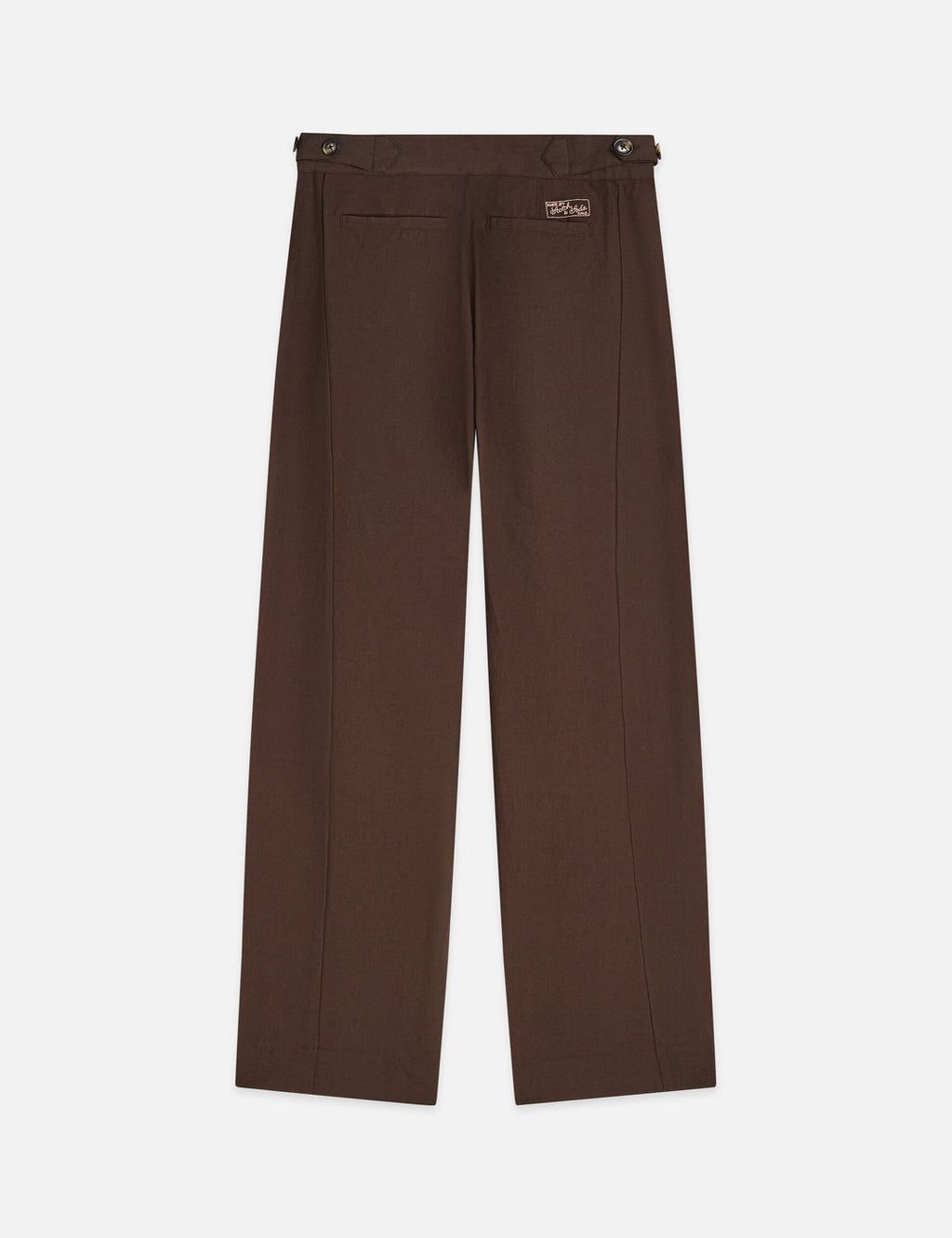 Quinn - Mid Rise Wide Leg Linen Cotton Pants - Hot Fudge