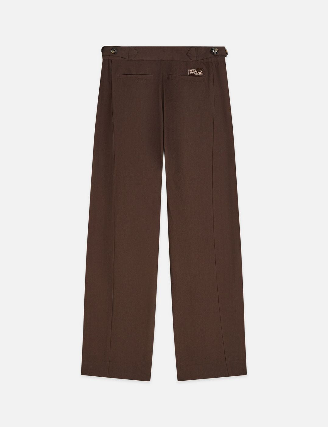 Quinn - Mid Rise Wide Leg Linen Cotton Pants - Hot Fudge