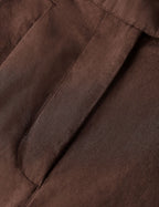 Quinn - Mid Rise Wide Leg Linen Cotton Pants - Hot Fudge