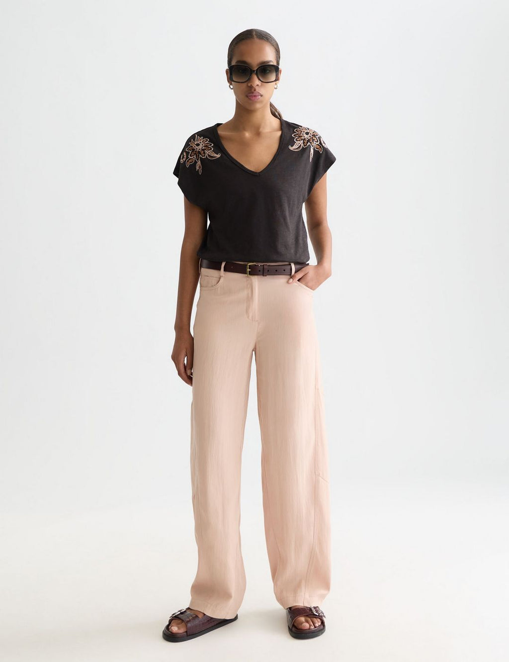 Pantalon Lotus - Twill High Rise Barrel Leg - Rose Dust