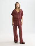 Pantalon Metallic Pointelle Knitted - Burnt Henna