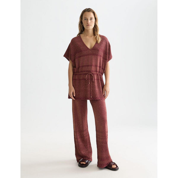 Pantalon Metallic Pointelle Knitted - Burnt Henna