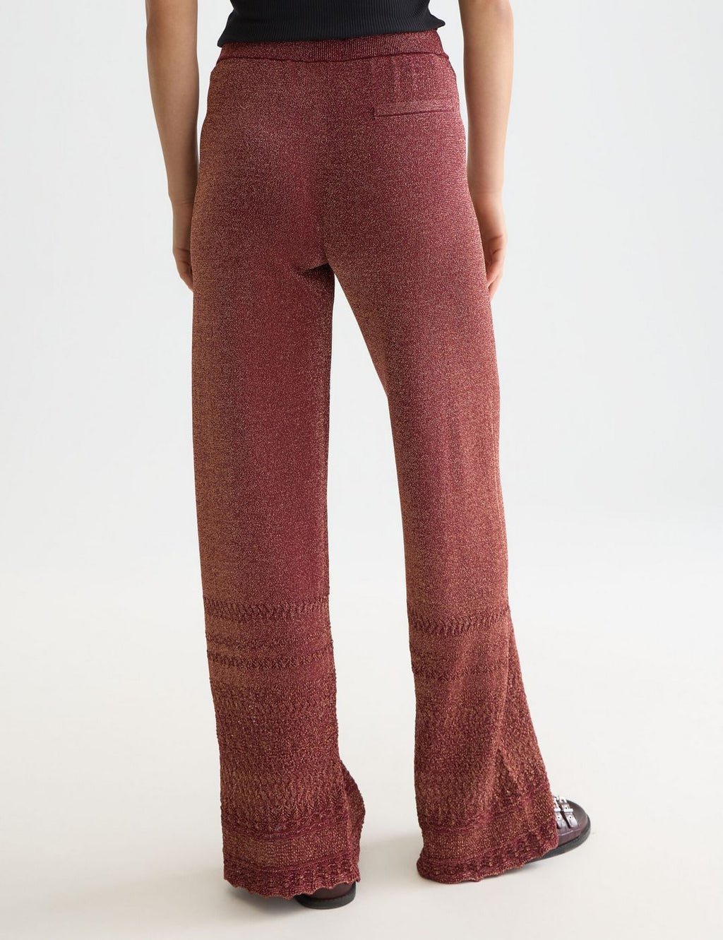Pantalon Metallic Pointelle Knitted - Burnt Henna